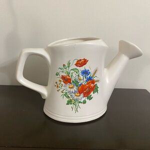 Mccoy White Watering Can with Floral Design